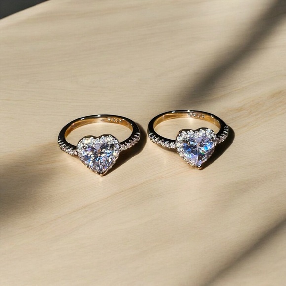 Cubic Zirconia Engagement Ring Heart Shape - Picture 5 of 13